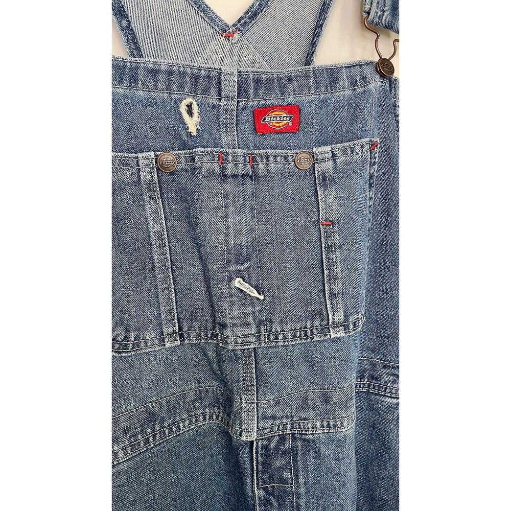 Dickies Bib Overalls Denim Carpenter Workwear Baggy USA Conductor Blue Men 40x32 - Picture 6 of 12